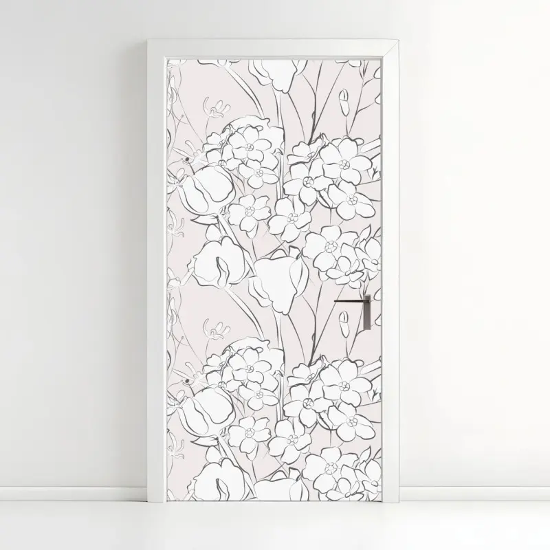 Türaufkleber zartes pastellblumenmuster