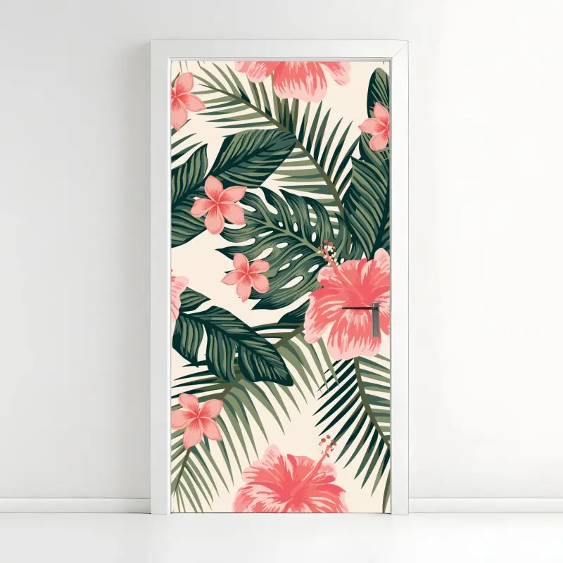 Türaufkleber tropisches hibiskusmuster
