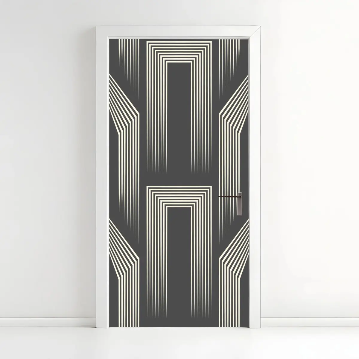 Türaufkleber geometrisches art-deco-muster in grau und beige – Pixers®
