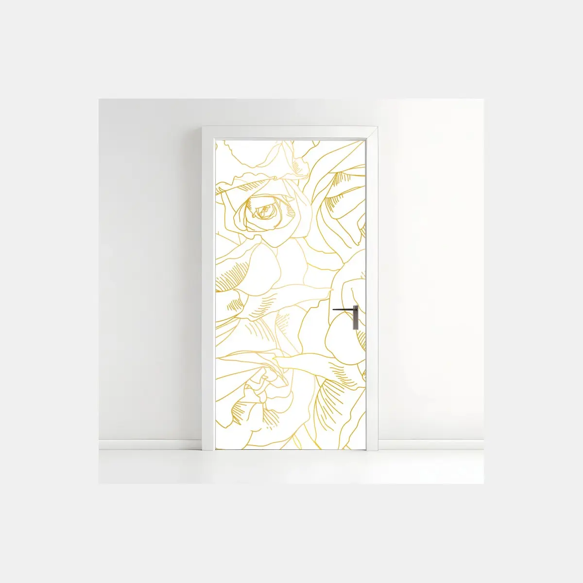 Türaufkleber goldene rosen linienzeichnung – Pixers®
