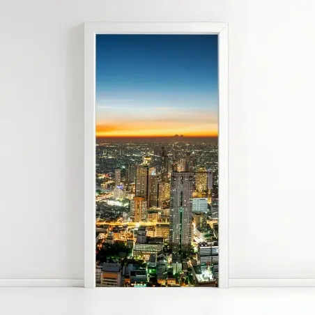 Türaufkleber panorama von Bangkok bei dämmerung – Pixers®