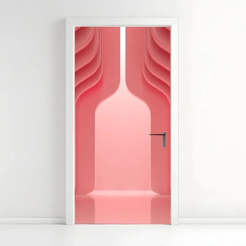 Türaufkleber zeitgenössisches korallenrosa architekturmotiv