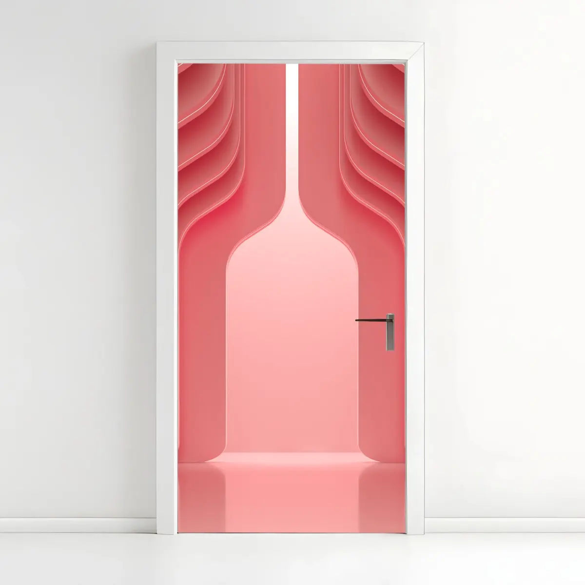 Türaufkleber zeitgenössisches korallenrosa architekturmotiv – Pixers®