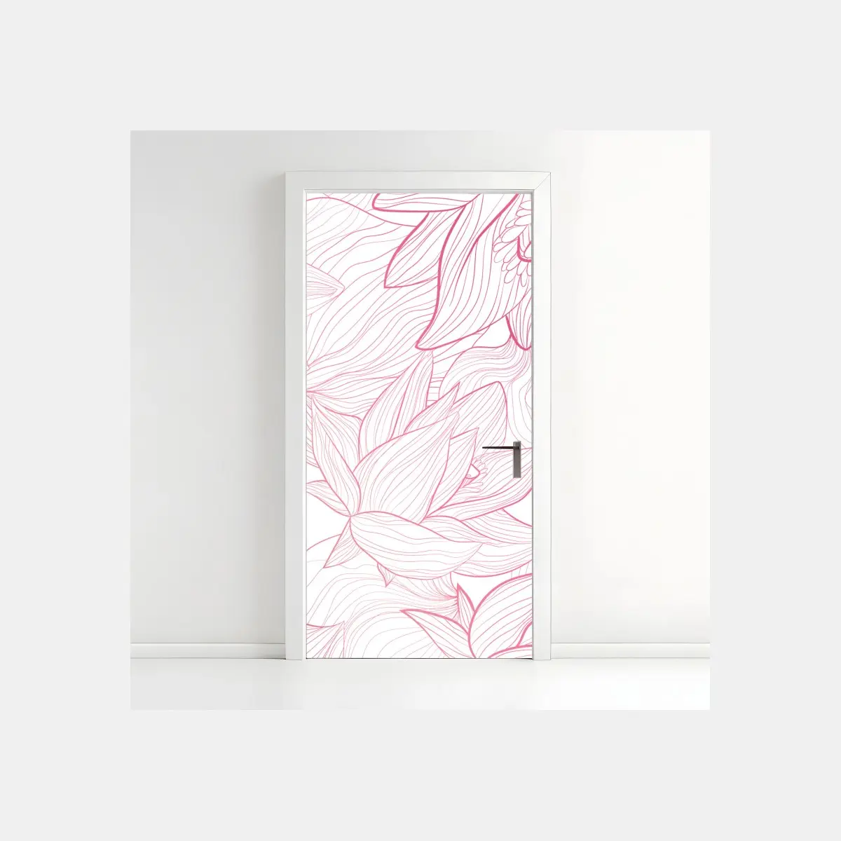 Türaufkleber zartes rosa blumenlinienmuster – Pixers®