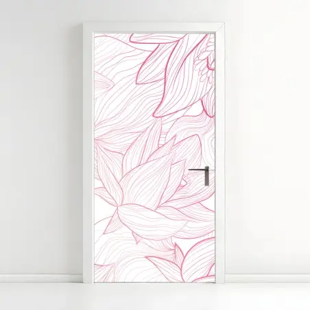 Türaufkleber zartes rosa blumenlinienmuster – Pixers®