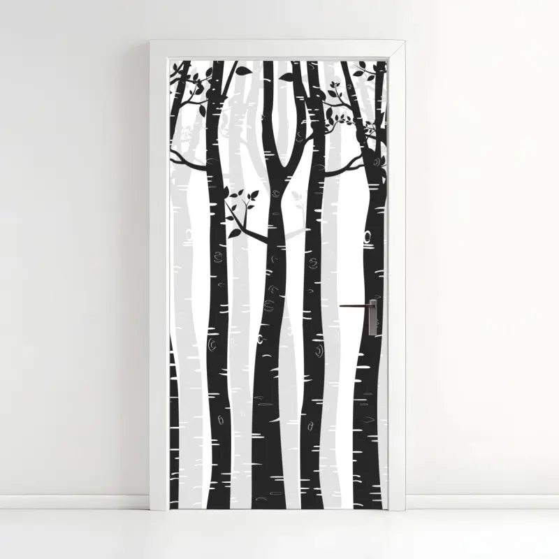 Türaufkleber monochromatischer birkenwald
