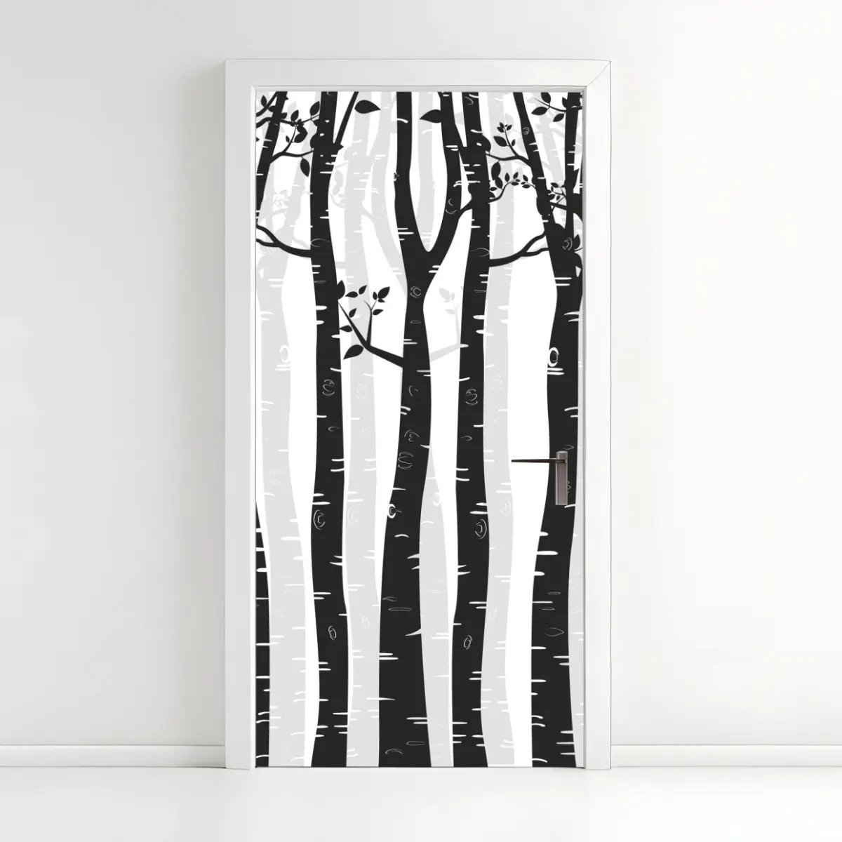 Türaufkleber monochromatischer birkenwald – Pixers®