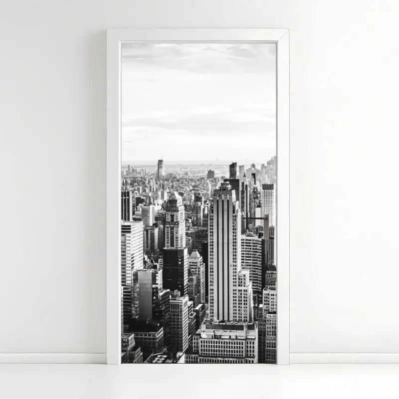 Türaufkleber New York panorama in schwarzweiß