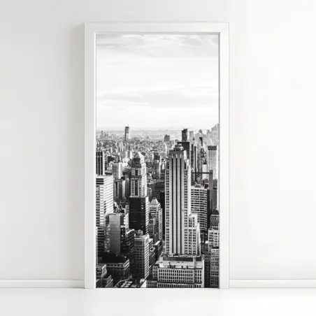 Türaufkleber New York panorama in schwarzweiß – Pixers®