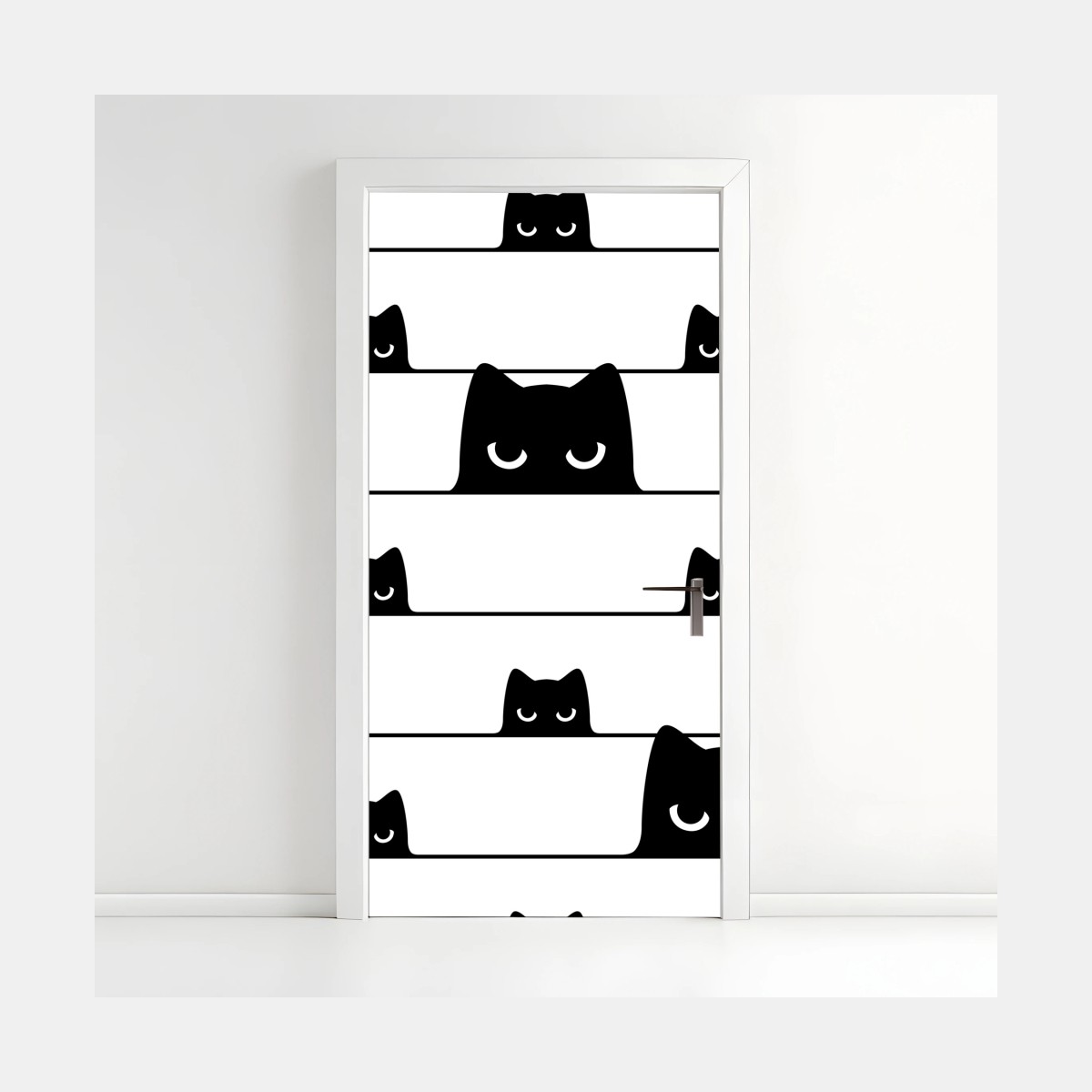 Türaufkleber verspielte katzen zwischen streifen – Pixers®