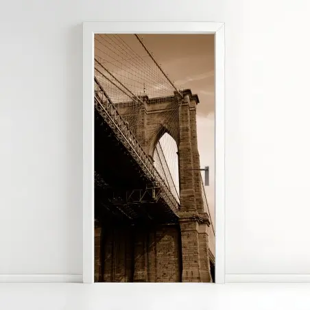 Türaufkleber sepia ansicht der Brooklyn Bridge – Pixers®
