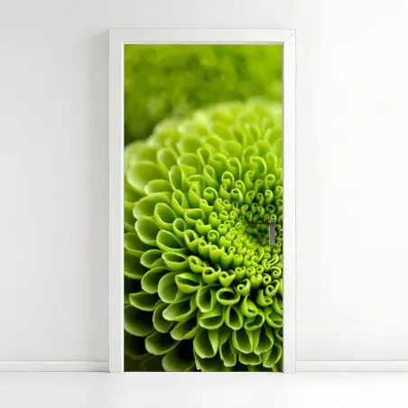 Türaufkleber leuchtende grüne blumenspirale im makro – Pixers®