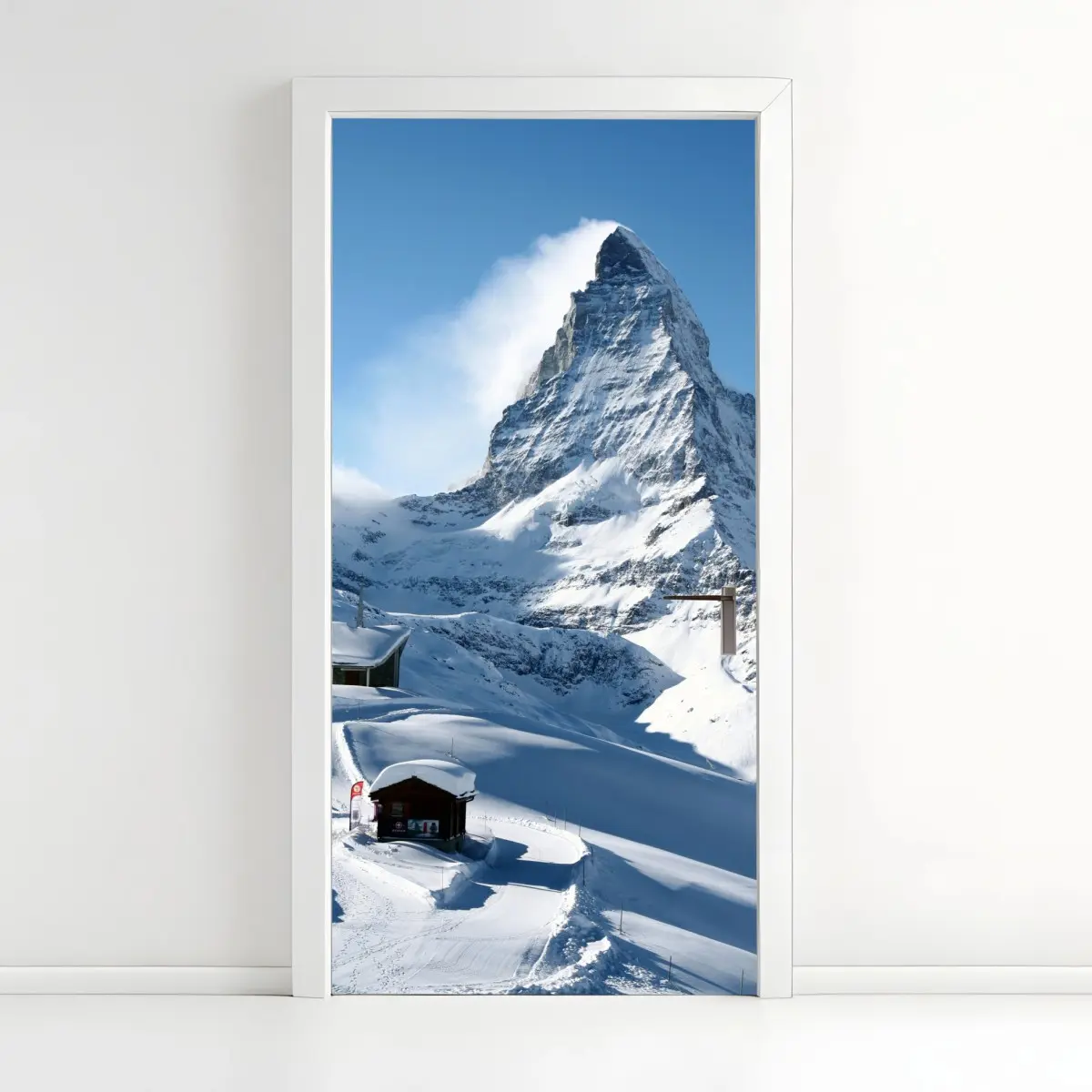 Türaufkleber majestätischer alpiner gipfel im winter – Pixers®