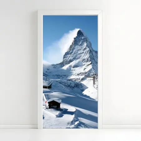 Türaufkleber majestätischer alpiner gipfel im winter – Pixers®