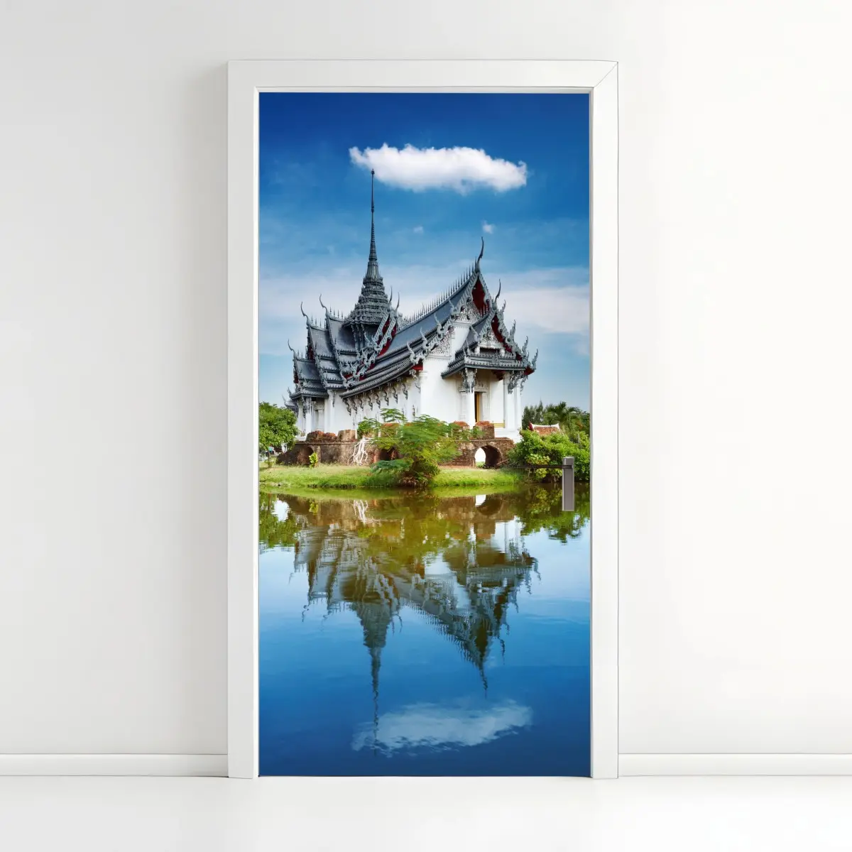 Türaufkleber Sanphet Prasat palast am spiegelnden see – Pixers®