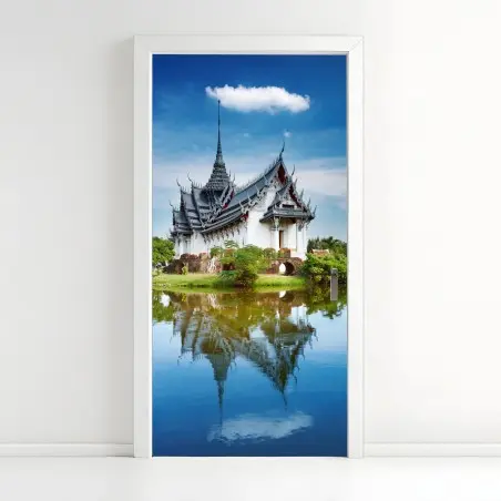 Türaufkleber Sanphet Prasat palast am spiegelnden see – Pixers®