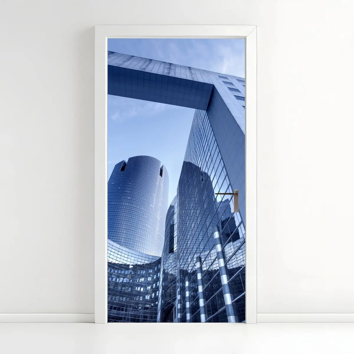 Türaufkleber moderne blaue stadtsilhouette – Pixers®
