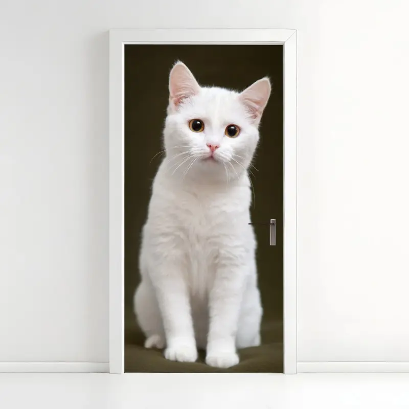 Türaufkleber niedliches porträt einer weißen katze