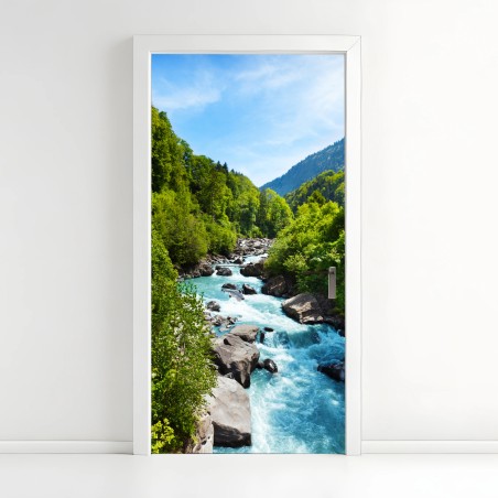Türaufkleber gletscherfluss im grünen tal – Pixers®