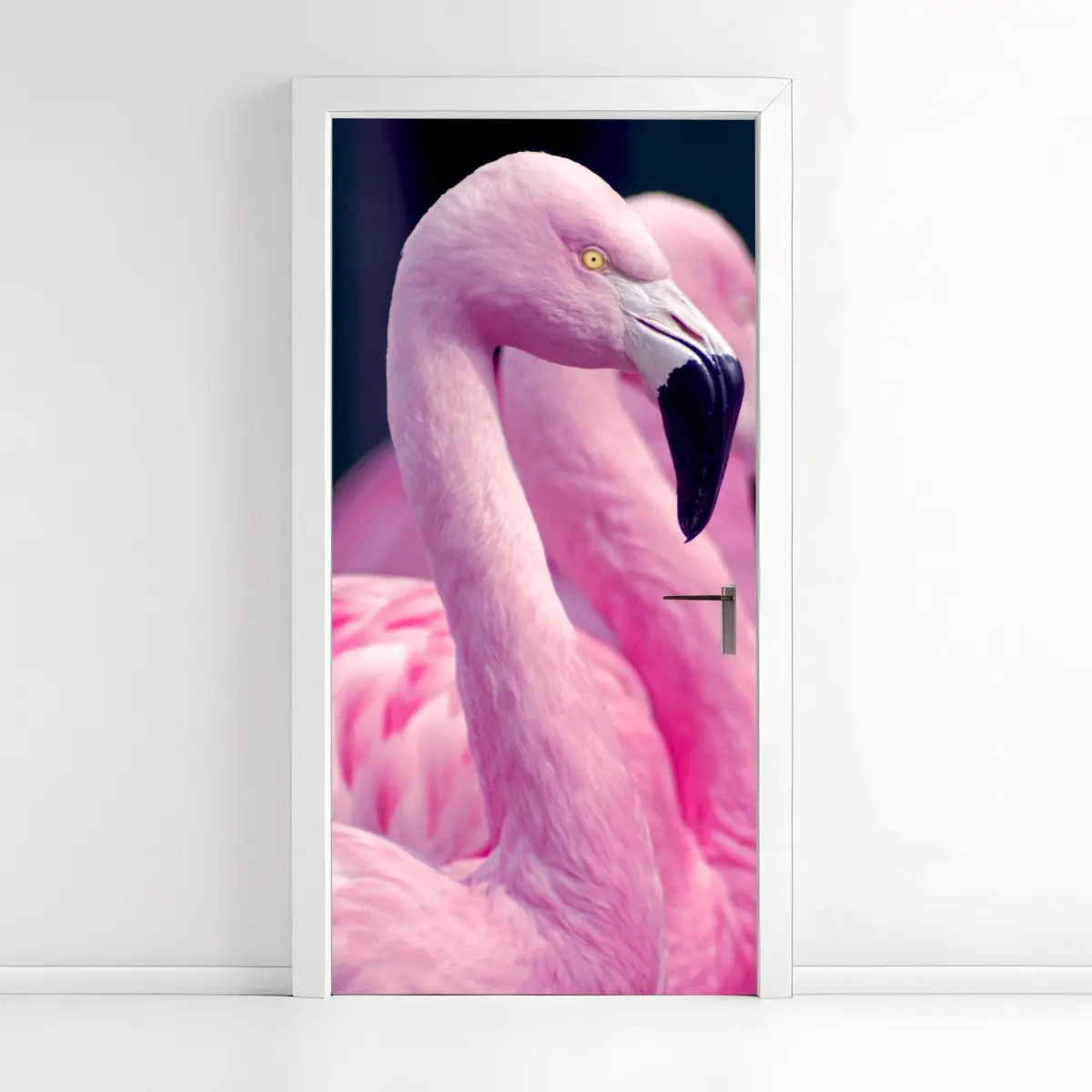 Türaufkleber anmutiges rosa flamingo-porträt – Pixers®
