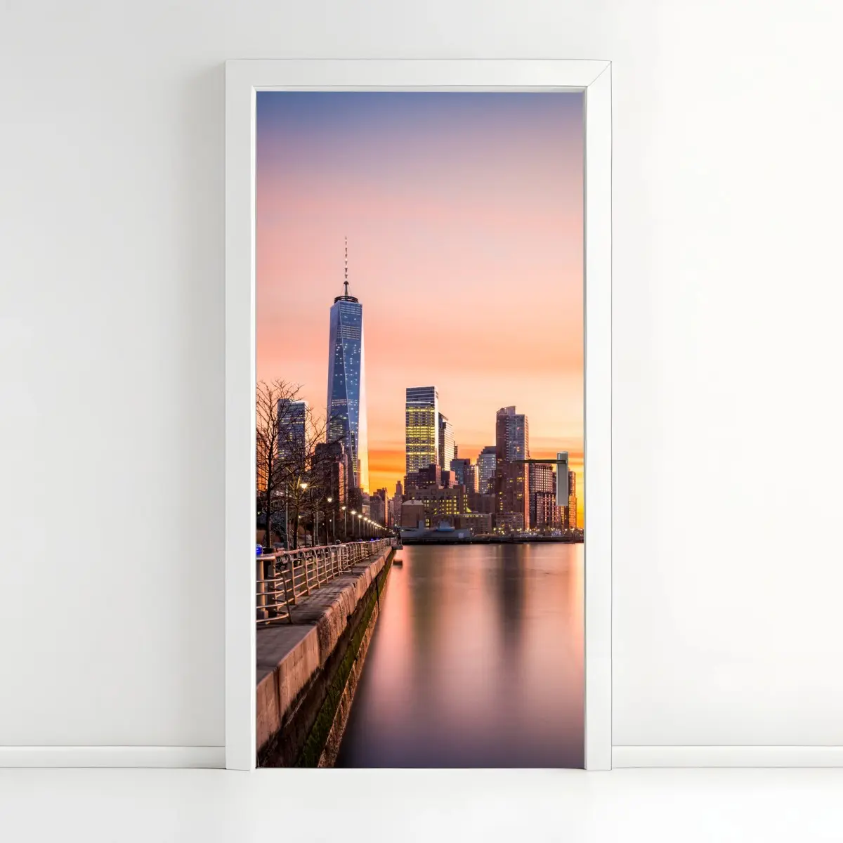 Türaufkleber Lower Manhattan bei sonnenuntergang – Pixers®
