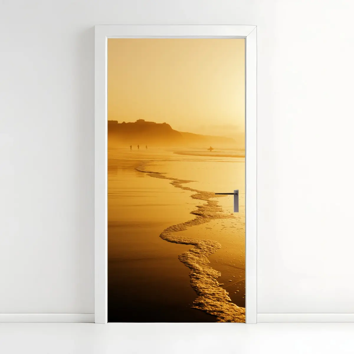 Türaufkleber goldener sonnenuntergang am strand von Sopelana – Pixers®
