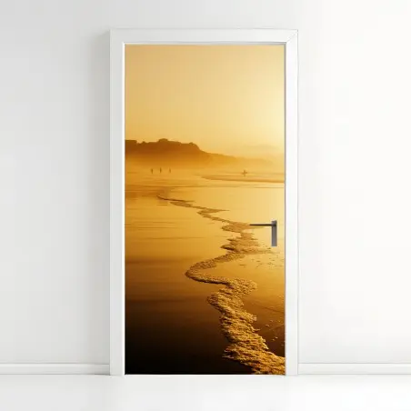 Türaufkleber goldener sonnenuntergang am strand von Sopelana – Pixers®