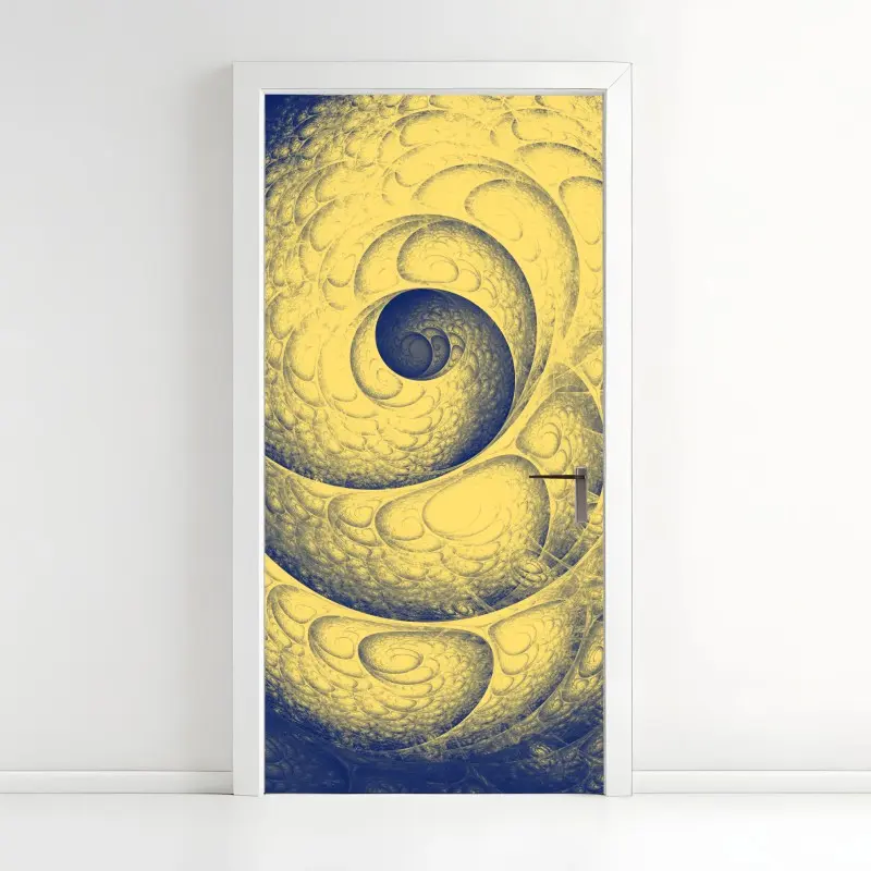 Türaufkleber goldene spiralförmige fraktalstruktur