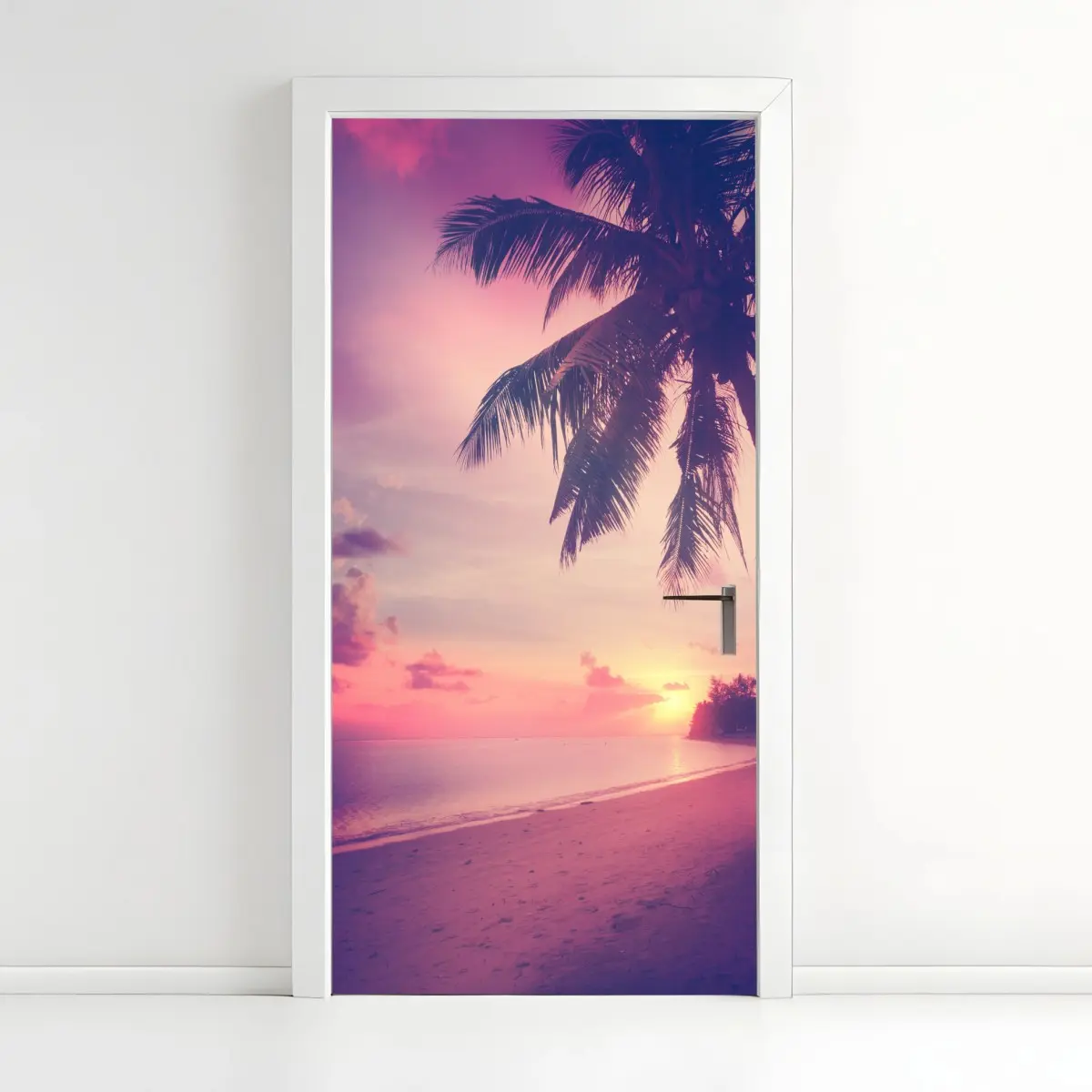 Türaufkleber tropischer sonnenuntergang am strand – Pixers®
