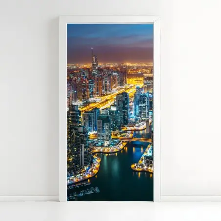 Türaufkleber nächtliche skyline Dubai Marina – Pixers®