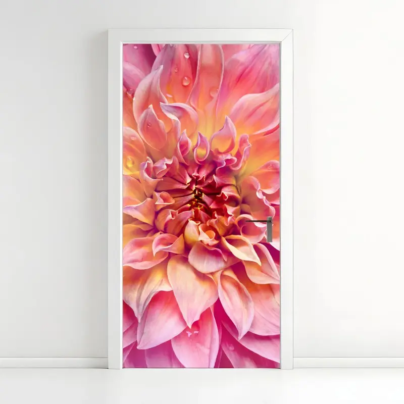 Türaufkleber rosa dahlie nahaufnahme