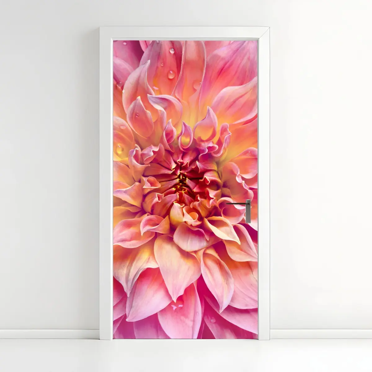Türaufkleber rosa dahlie nahaufnahme – Pixers®