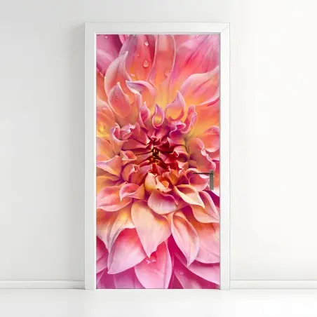 Türaufkleber rosa dahlie nahaufnahme – Pixers®