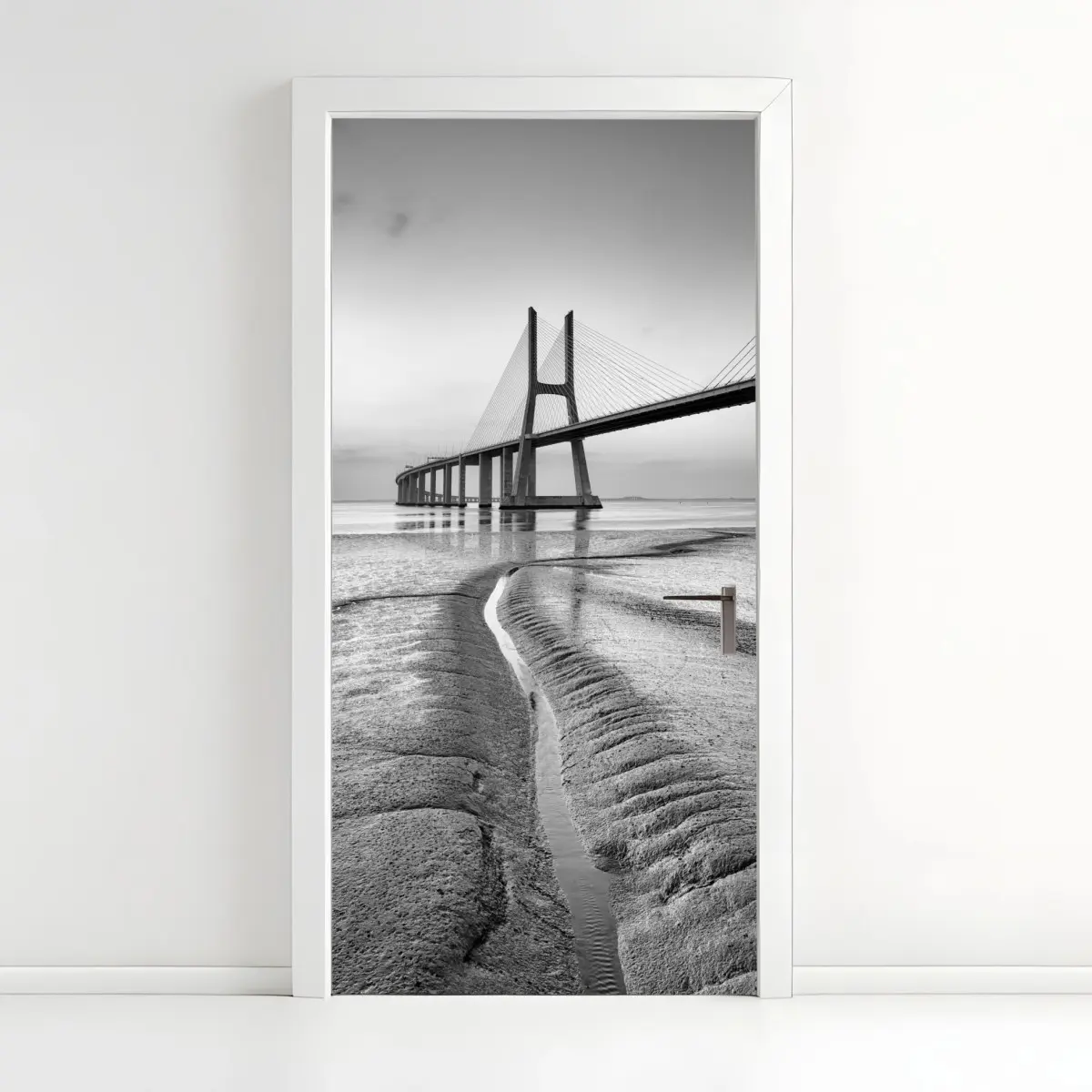 Türaufkleber minimalistische seilbrücke in monochrom – Pixers®