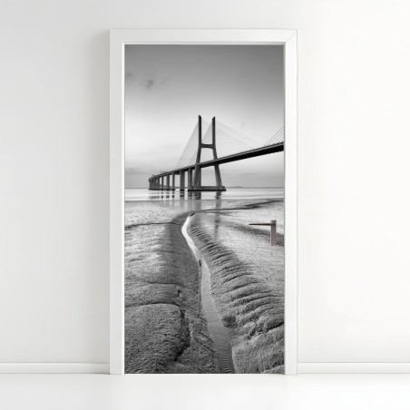 Türaufkleber minimalistische seilbrücke in monochrom – Pixers®