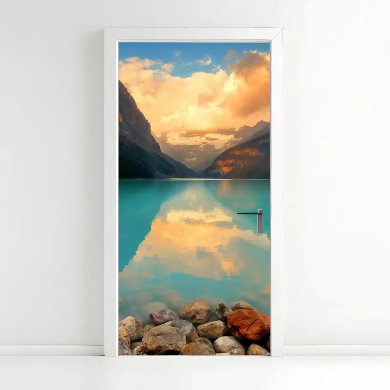 Türaufkleber sonnenaufgang über Lake Louise, Banff