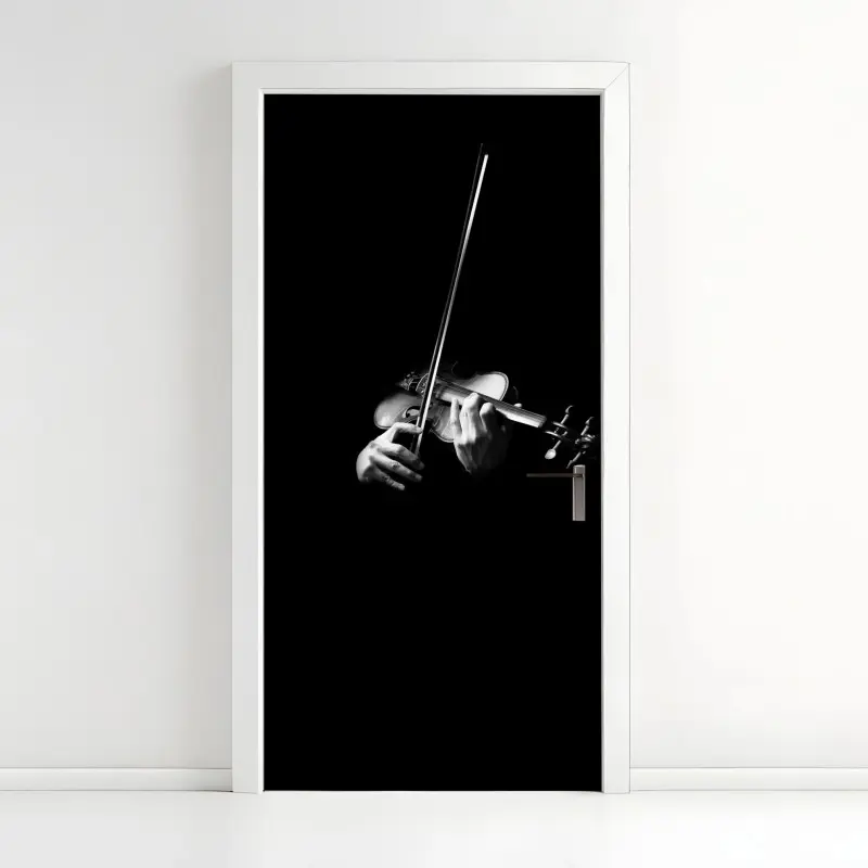 Türaufkleber geige in monochrom