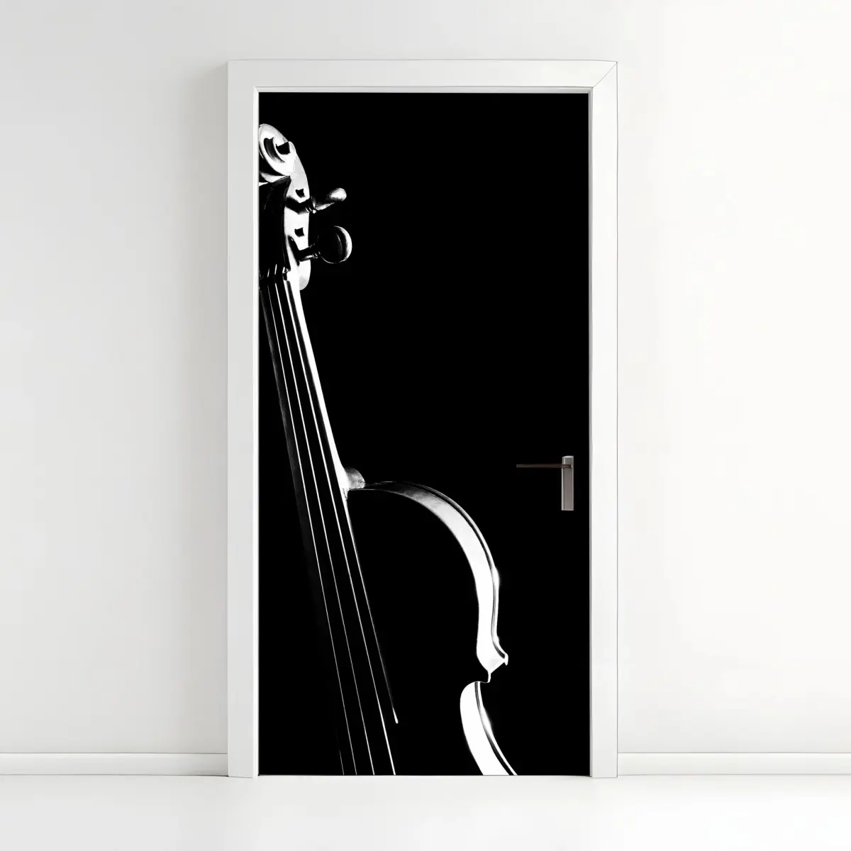 Türaufkleber elegante geigensilhouette auf schwarzem hintergrund – Pixers®