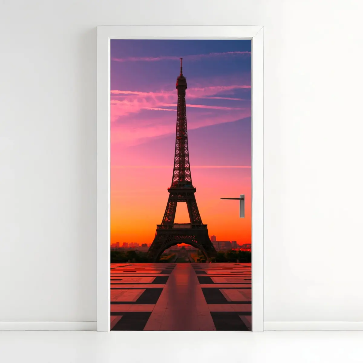 Türaufkleber sonnenaufgang über dem Eiffelturm – Pixers®