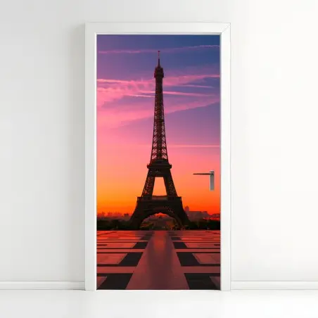 Türaufkleber sonnenaufgang über dem Eiffelturm – Pixers®