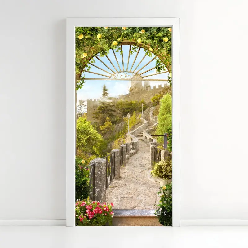 Türaufkleber sonniger gartenweg zum schloss