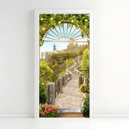 Türaufkleber sonniger gartenweg zum schloss – Pixers®