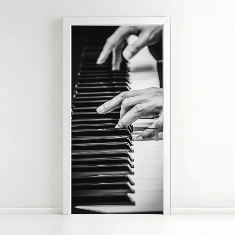 Türaufkleber hände am klavier in bewegung