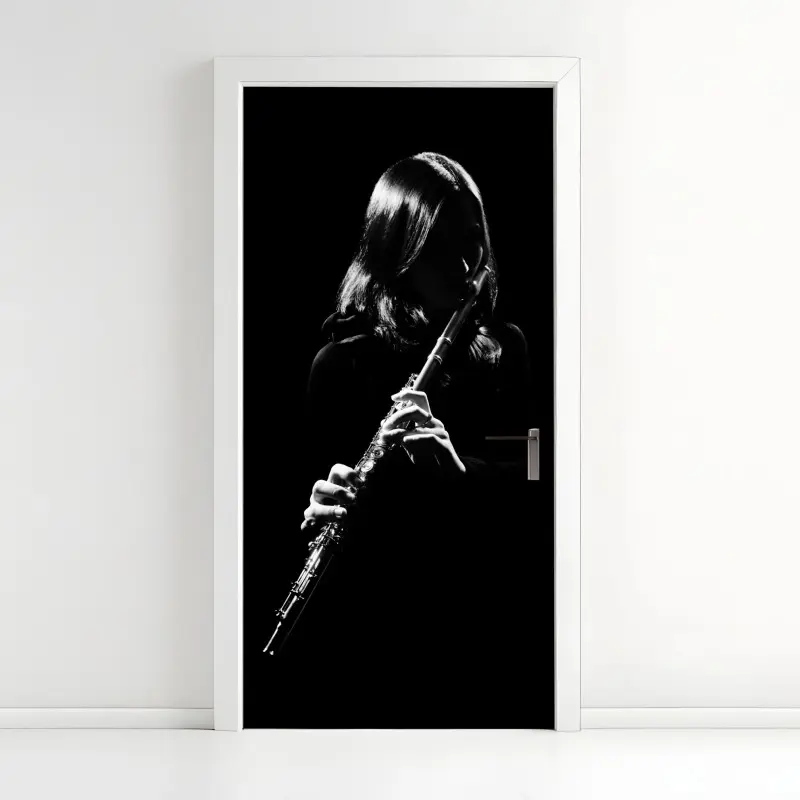 Türaufkleber elegante flötensilhouette