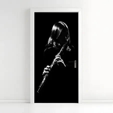 Türaufkleber elegante flötensilhouette – Pixers®