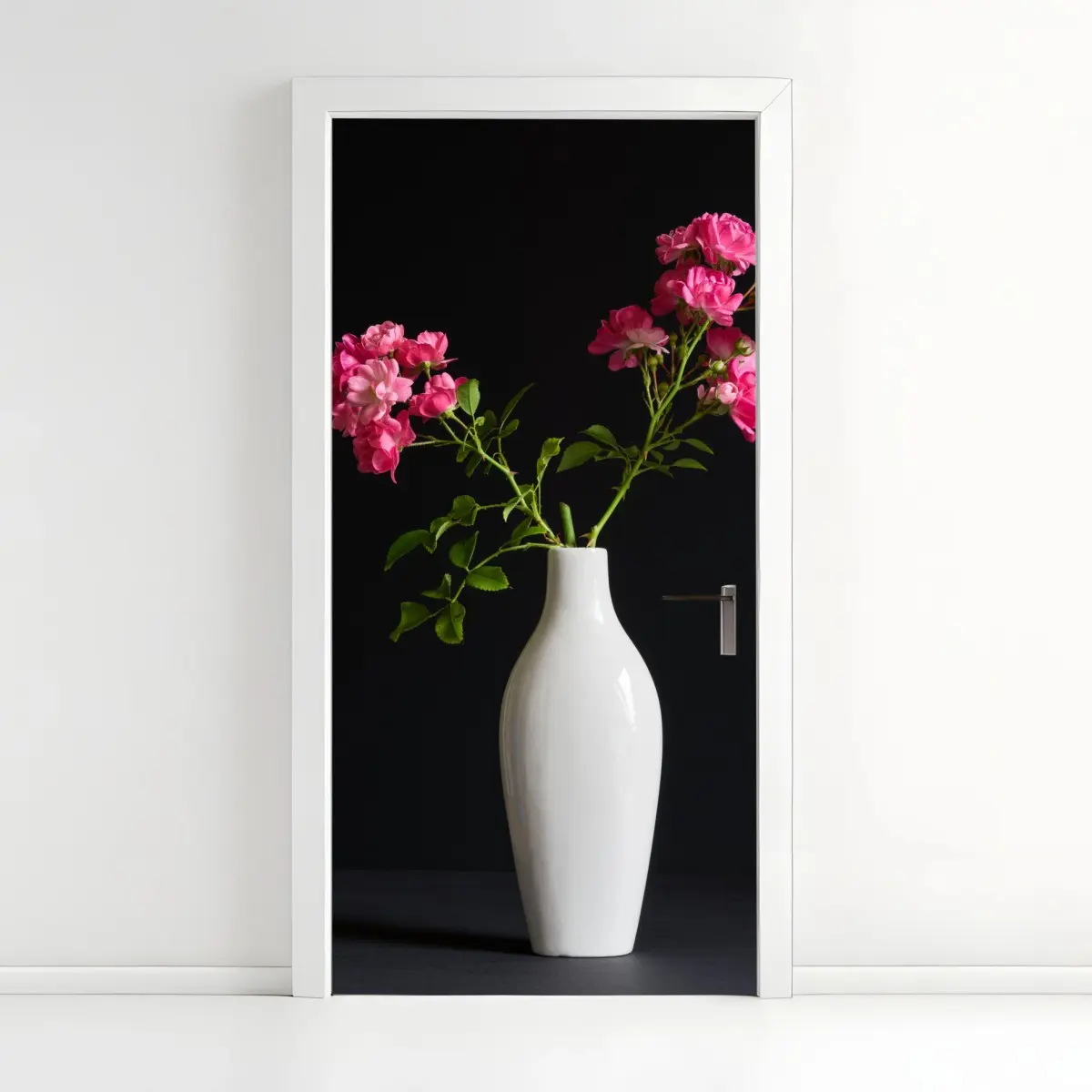 Türaufkleber rosa rosen in weißer vase – Pixers®