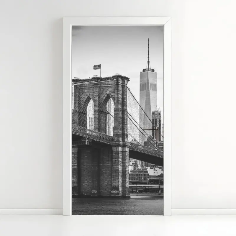 Türaufkleber Brooklyn bridge schwarzweiß stadtbild