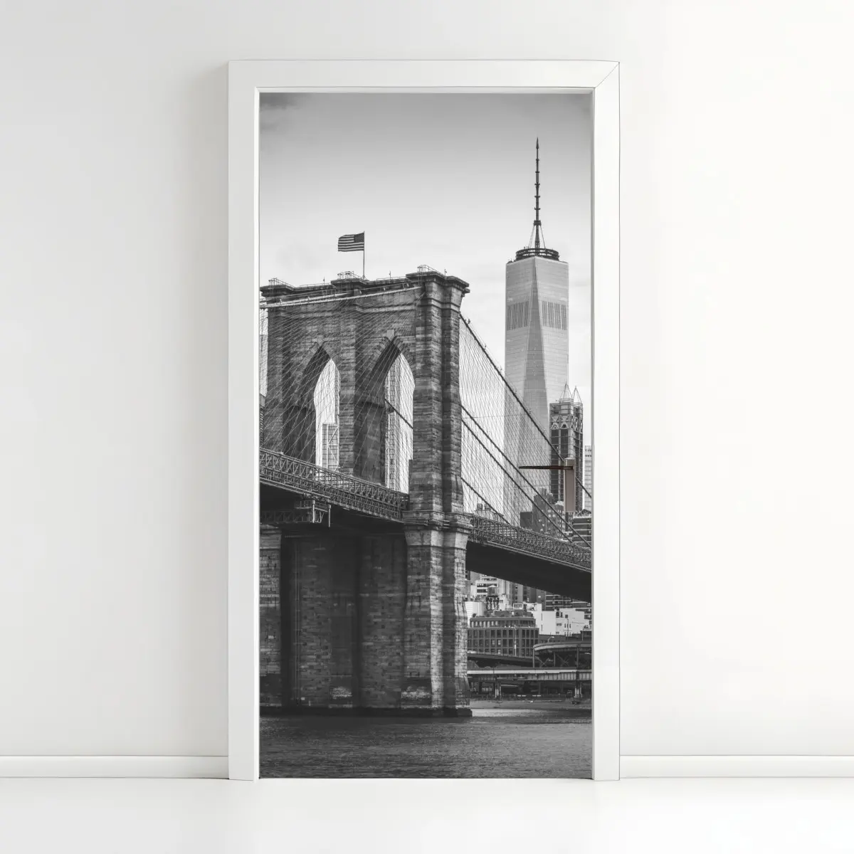 Türaufkleber Brooklyn bridge schwarzweiß stadtbild – Pixers®