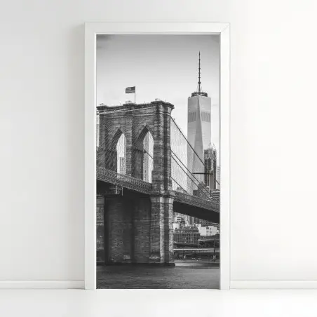 Türaufkleber Brooklyn bridge schwarzweiß stadtbild – Pixers®