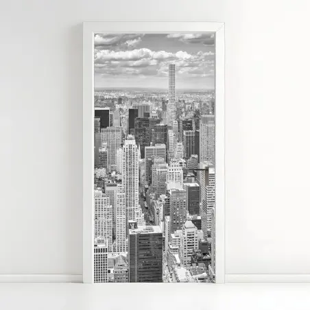 Türaufkleber panorama von New York in schwarzweiß – Pixers®